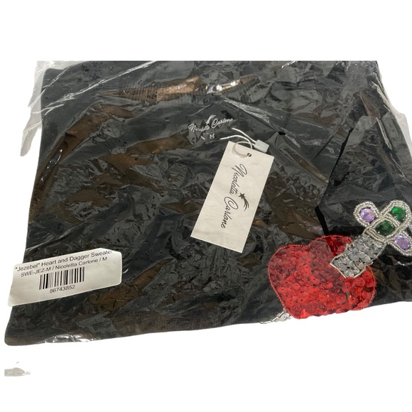 Nicolette Carlone Jezebel Heart & Dagger Sweater, Size M NWT - Picture 3 of 5